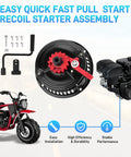 Upgraded Crank-Handle Pull Start Recoil Starter Assembly for Predator 212 with installation kit and mini bike engine