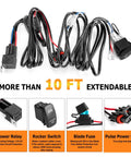 Plug N Play 300W LED Light Bar Wiring Harness Kit With Pulse Power Connector, Relay Fuse, 14 AWG One Lead, details
