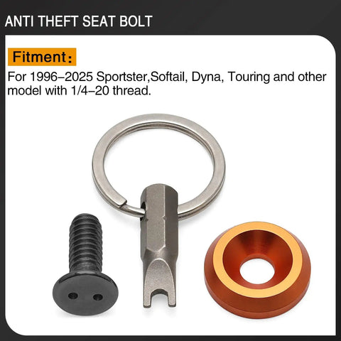 Seat Bolt Screw With Anti Theft Ring 1/4-20 Thread Corrosion Resistant Aluminum Stainless Steel for Harley motorcycles
