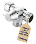 Heavy Duty Brass 3 Way Shower Diverter Valve For Fixed And Handheld Heads Chrome Finish Lifetime Built No Plastic Junk All Metal