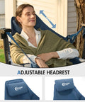 Heavy Duty 400 Lb Hammock Camping Chair With Adjustable Recline And Headrest Pillow in use outdoors