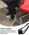 Dual Tube Outboard Engine Flusher For Boats And Yachts, Dockside Pro Grade Marine Motor Cleaner Water Flushing System attached to engine