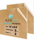 PlexiPro acrylic sheets, 12x24 inches, 3 mm thick, pack of 2, clear