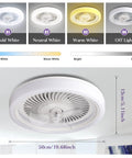 Bladeless 20 Inch Ceiling Fan With Remote Control Lights, 3 Color Temperatures, 6 Speed Wind, Dimmable LED, Flush Mount