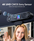 Top Shelf 4K Webcam With 1 2 55 Sony Sensor And 3X Digital Zoom Autofocus Ultra HD 30Fps Computer Camera showcasing lens and sensor features.