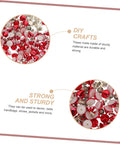 Plastic craft bead rivet studs kit with red rhinestone rivets, front view