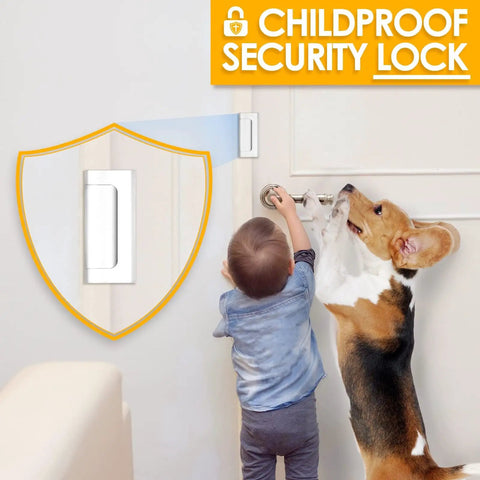 Childproof Heavy Duty Door Reinforcement Lock For Home Security 3 Inch Stop Metal Latch With Eight Screws installed on door