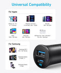 Rapid 30W USB C Car Charger With Dual Ports Type C Power Delivery And PowerIQ 3.0 compatible with Apple and Samsung devices