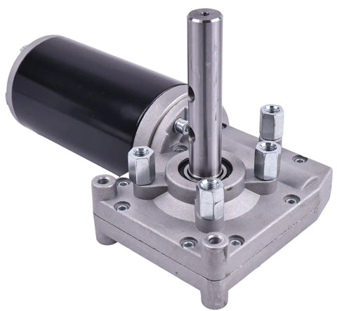 Professional Grade 1.5HP 900W 12V DC Tarp Motor Kit showing chrome plated 50:1 gearbox and motor assembly for heavy duty trucks.