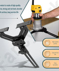 Rock Solid Router Edge Guide For Knockout Precision Cuts On DeWalt Fixed Base Compact Tools And Porter Cable Sub Bases shown attached to a router.