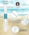 Universal Beach Umbrella Sand Anchor with 5 spiral screw design, stainless steel handles, windproof sand base for 1.6 inch poles.
