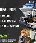 Heavy Duty 4 Post Power Distribution Block Bus Bar Set With Secure Snap Covers Designed To Run Your Rig Featuring A Rock Solid 250 Amp Rating Built Tough For Marine And Solar Installations, showcasing marine and automotive applications.