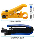 Adjustable Coax Cable Crimp Kit With Stripper And 20 F Compression Connectors For RG6 RG59 RG11 tools with measurements