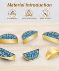 Azulejo Style Portuguese Tile Cabinet Handles 2 Pack 3 Inch Center Hole Semicircle Drawer Pulls Solid Zinc Alloy Hardware Gold Finish