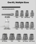Image of the 16-Piece Bolt Extractor Kit with adapters and pin punch, showing various sizes of CrMo steel extractors and adapters.