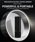 Manual Burr Coffee Grinder With 80 Adjustable Settings For Portable Espresso And French Press Brewing Built Tough For Weekend Getaways and Effortless Morning Pulls Anywhere, black conical model on display.