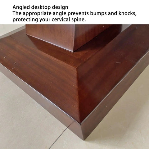 Killer Slick Wooden Curved Podium Stand With Adjustable Height And No Fuss Rolling Base, angled desktop detail for ergonomic use.