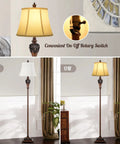Vintage Floor Lamp With Rotary On Off Switch For Easy One Hand Use Tall Farmhouse Style Standing Lamp with white shade on off
