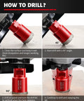 Drilling guide using Killer 13 Piece Tile Hole Saw Kit With Vacuum Brazed Diamond Bits for precise cuts on hard surfaces.