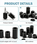 395 Pack Black Nylon Spacer Kit For PCB Standoffs And Electronics Mounting Non Threaded Round Spacers for Circuit Boards