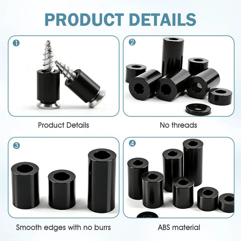 395 Pack Black Nylon Spacer Kit For PCB Standoffs And Electronics Mounting Non Threaded Round Spacers for Circuit Boards