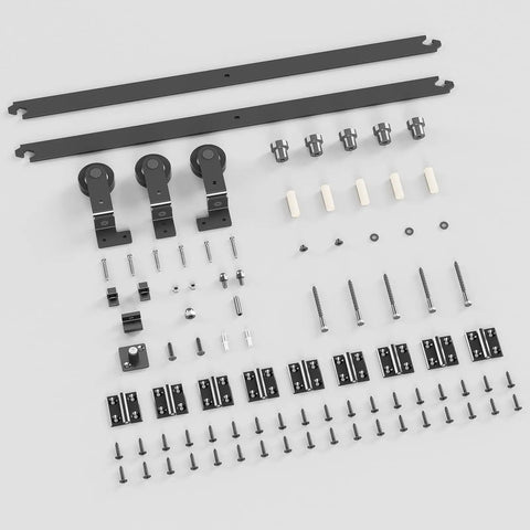 84 Inch Bi Folding Barn Door Hardware Track Kit For Four Panels, Accordion Style, Space Saving And Smooth Operation, Heavy Duty Sliding Door Kit, Easy Install, Door Not Included