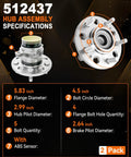 Detailed view of Rear Wheel Bearing Hub Assembly 512437 OEM Grade with specifications for Kia and Hyundai models