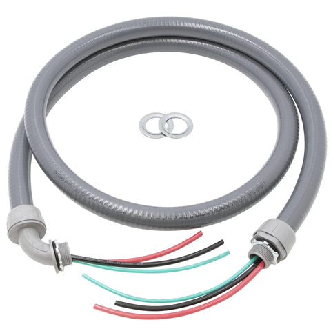 Beefy 3/4 Inch Liquid Tight Non-Metallic PVC Conduit Cable Whip Kit with 3/4 Inch Straight and 90 Degree Connectors, 8 AWG Conductors