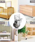 Slick Rolling One Inch Side Mount L Plate Swivel Caster Wheels With Full Quick Installation Hardware on furniture like baby bed and cabinet.