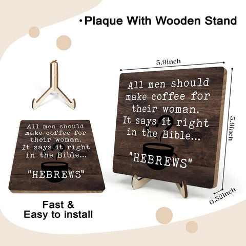 Cozy Rustic Coffee Bar Sign Plaque, double-sided, HD print, wooden retro stand, 5.9x5.9 inches, kitchen or farmhouse decor