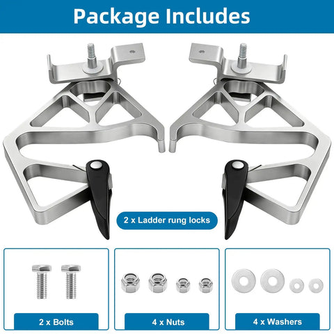Aluminum Extension Ladder Lock Kit Fits 24 Ft 28 Ft 32 Ft Rung Ladders 250 Lb Capacity D1200 D1300 Series Safe Durable Heavy Duty Upgrade With Easy Install, 2 rung locks and hardware