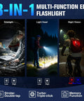 3-in-1 multi-function EDC flashlight in use: car repair, hiking, biking. Ultra Slim EDC Flashlight Rechargeable With 8 Modes Magnetic Base And Clip Pocket Sized Lightweight 37 Grams 0.35 Inch Body For Home Work Camping Car Repair And Emergencies.