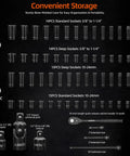 Heavy Duty One Half Inch Drive Impact Socket Set With Adapters And Ratchet Handle, 65 Piece Deep And Shallow Kit In SAE And Metric Sizes.