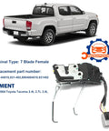 Front Left Door Lock Latch Actuator Assembly For 1998-2004 Toyota Tacoma - Direct Replacement, Non OEM, Replaces 69040-04010 And 931492, Fits 2.4L Engine, Easy Install, Ultra Durable Front Door Lock Component. pictured with Tacoma and wiring