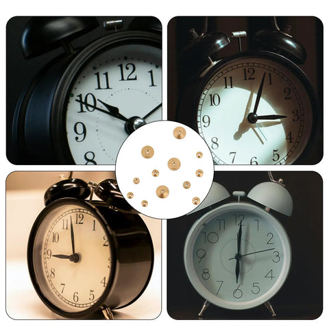 Brass Clock Hand Nut Kit With 12 Pieces In 5mm 6mm And 10mm OD Sizes Replacement Set for grandfather clocks with clock images.