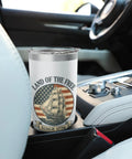 Patriotic Stainless Steel Insulated Tumbler With Sailboat American Flag Design Celebrating 1776 And The 4th Of July in car