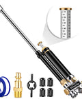 Heavy Duty Tire Inflator With Pressure Gauge And 16.5 Inch Extended Dual Head Air Chuck, reads 10-120 PSI, accessories shown