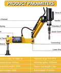 Badass Heavy Duty Electric Tapping Machine Featuring A Slick Flexible 1000Mm Arm Plus Smart Touch Display for M3 to M16 threading.