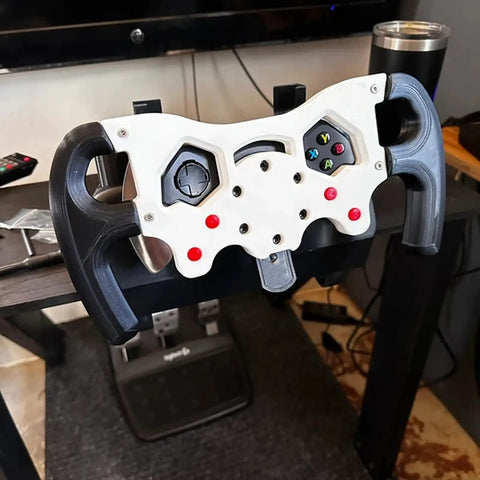 Rock Solid F1 Style Racing Wheel Mod Kit For Logitech G29 G920 G923 showcasing ergonomic controls and button layout from above.