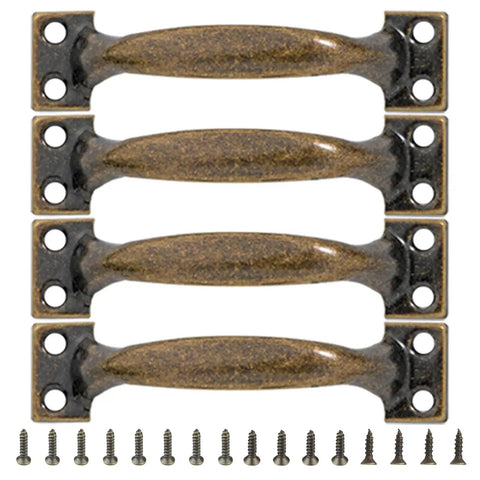 Bow Shaped Gate Handles Pack Of 4 For Garage Doors Cabinets Wardrobes And Fences With Easy Install Metal Pulls, bronze finish