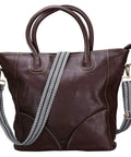 Upgrade Your Daily Carry With This Wide Adjustable Jacquard Crossbody Strap For Women Featuring Gold Hardware And A Bold Diagonal Weave Design That Truly Makes Your Favorite Handbags Look Fresh And Ready To Flex Anywhere You Go Today. Brown leather tote with wide adjustable strap.