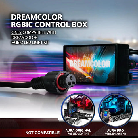 DreamColor RGBIC control box for Underglow DreamColor Chasing Lights For Car With App And Remote Control Waterproof Light Bar