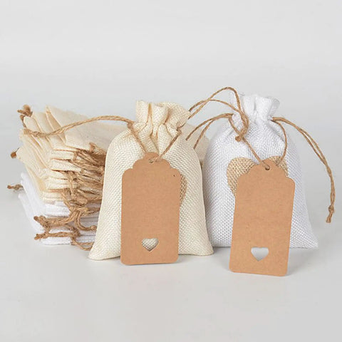 Assorted Burlap Jewelry Pouches Set Of 51 Small Gift Bags For Weddings And Special Occasions Stylish Packaging displayed on table