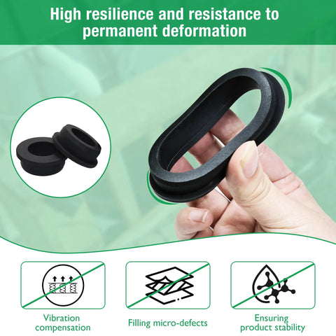 Close-up of Top Hat Silicone Grommets from 65 Pack Top Hat Rubber Grommets Assortment Kit for Wiring and Tubing Waterproof Silicone Grommets
