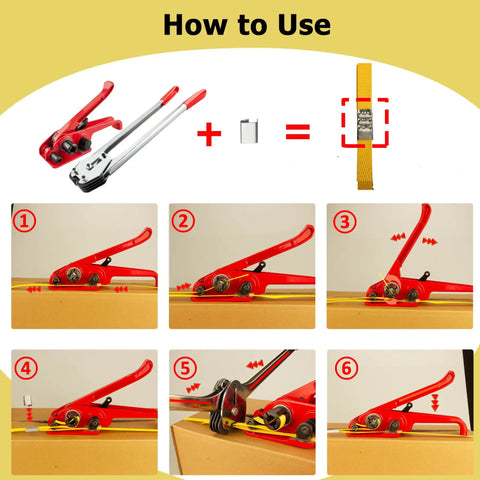 Heavy Duty Full Set Pallet Strapping Kit With Poly Strap Tensioner And Band Sealer Half By Four Thousand Inch Polypropylene Roll Plus One Hundred Metal Seals For Hella Smooth Hauls And Zero Hassle, step-by-step usage guide.