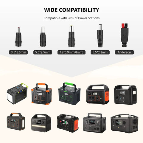 Adapters and power stations compatible with 100W Portable Foldable Solar Panel For Power Stations And Generators Ideal For Outdoor Camping