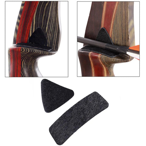 Beaver Hair Arrow Rest Kit For Traditional Bows Four Pack Self Adhesive Stick On Pads installation and close-up view