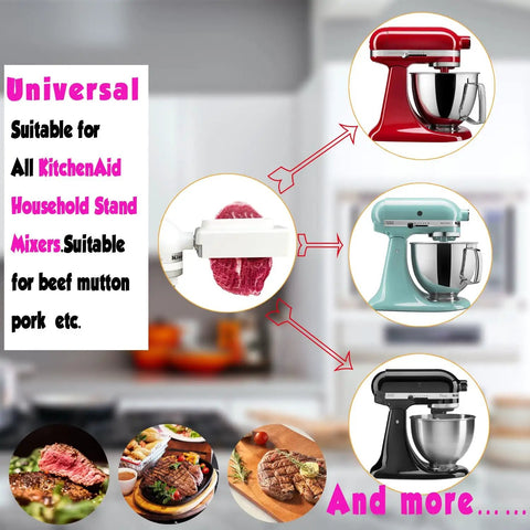 Universal Meat Tenderizer Attachment For All Stand Mixers, No More Jams Or Breaks, Easy To Clean, kitchen usage with food examples