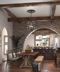 Dining room with Matte Black PU Ceiling Medallion For Light Fixtures And Ceiling Fans, Twelve And A Quarter Inch Outer Diameter