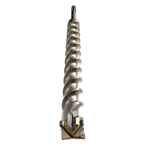 2 Inch Carbide Tipped SDS Max Masonry Drill Bit With Cross Tip And Wide Flute Four Cutting Points displayed vertically